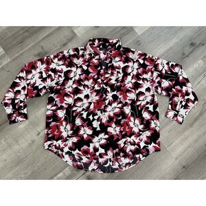 Rafaella NEW Womens Size XL Relaxed Fit High-Low Cuffed Sleeve Woven Blouse Top